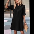 thumbnail image 4 of Vestido Camisero Informal para Mujer, con Mangas con Volantes, Botones y Bolsillos, Color Negro, Talla XL, 4 of 5