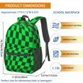 thumbnail image 3 of Green and Black Wavy Checkered 17" School Backpacks for Teens,Waterproof Oxford Fabric,S-Shape Padded Straps for School,Travel,Hiking,Camping, 3 of 6