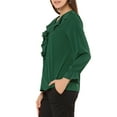 thumbnail image 5 of MODA NOVA Juniors Ruffled V Neck Bracelet Sleeve Elegant Chiffon Blouse, 5 of 7