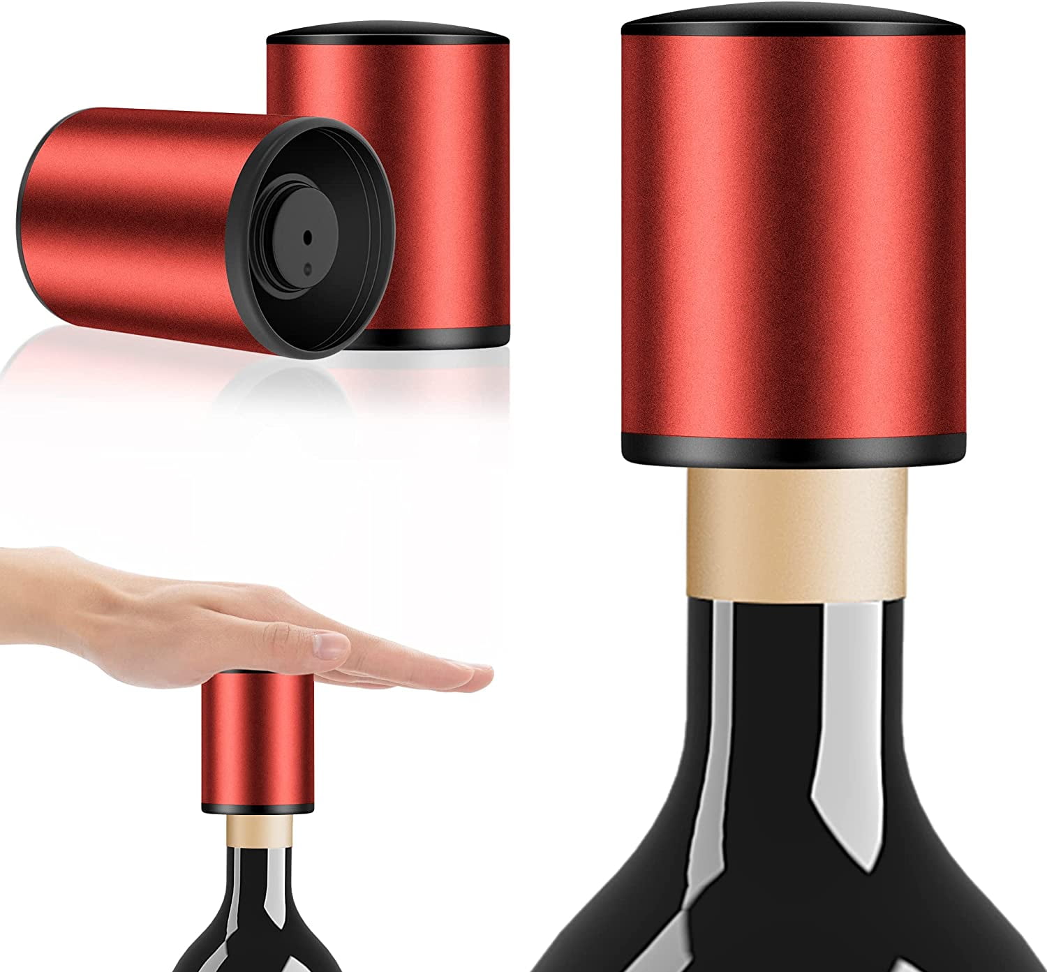 [2 PACK] Wine Stoppers, Vacuum Leakproof Wine Bottle Stopper, Reusable