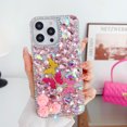 thumbnail image 2 of Allytech Full Glitter Diamond Case for iPhone 15 Pro Max, Luxury Sparkle Bling Butterfly Flower for Women Girls, Shockproof Hybrid Protective Phone Case with Fashion Detachable Wrist Strap - Pink, 2 of 7