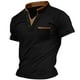 thumbnail image 1 of Camisa Elvqul para Caballero Manga Corta de Color Sólido Negro Casuales Cuello V Botones, 1 of 5