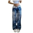 thumbnail image 5 of iHPH7 Baggy Jeans, Y2k Jeans, Wide Leg Jeans for Women, Patterned Jeans for Women, Flare Jeans for Women, Blue M, 5 of 5