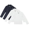 George Girls School Uniform Long Sleeve Polo Shirts, 4-Pack Value Bundle