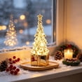 thumbnail image 4 of Mini Christmas Tree Table Lamp LED Night Light, Small Xmas Desktop Ornament for Window Sill Fireplace Holiday Decor, Plastic, Warm White Glow, Gift Box Base, 4 of 6