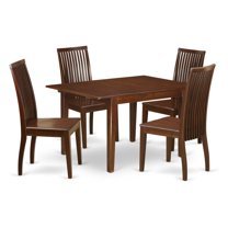East West Furniture Milan 5-piece Wood Table and Dining Chairs in Mahogany