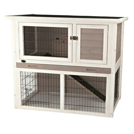 UPC: 4011905623054 | TRIXIE Single Rabbit Hutch with Run 2-Story Ramp Flat-Hinged Roof for Rabbits or Guinea Pigs Gray
