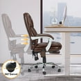 thumbnail image 2 of Homrest Executive Office Chair W/ Adjustable Lumbar Support,Massage Office Chair for Adult,Brown, 2 of 8
