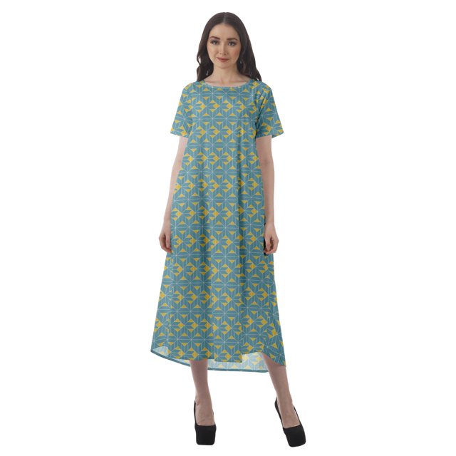 Moomaya Robes d'Été pour Femmes Imprimées Grande Taille en Coton Flex Robes pour Dames