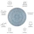 thumbnail image 5 of SAFAVIEH Courtyard Josiah Floral Medallion Indoor/Outdoor Area Rug, Light Grey/Blue, 9' x 9' Round, 5 of 9