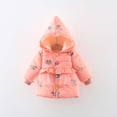thumbnail image 2 of GigrtiJin Infant Baby Girls Cotton-Padded Jacket Long Sleeve Hooded Button Winter Coat Casual Warm Ruffle Trim Jacket, 2 of 4