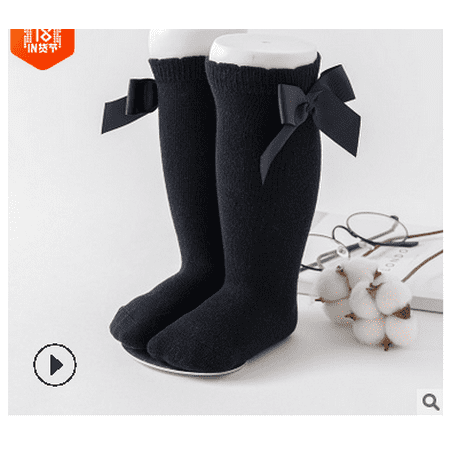 

Toddler Baby Knee High Socks Cute Bowknot Cotton Long Tube Socks Ruffled Stocking for Girls