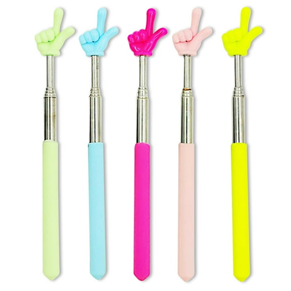 5 Pcs Finger Pointer Stick for Classroom, Multi-Function Extendable Teacher Presentation Clicker, Classroom Essentials (5 Colors)