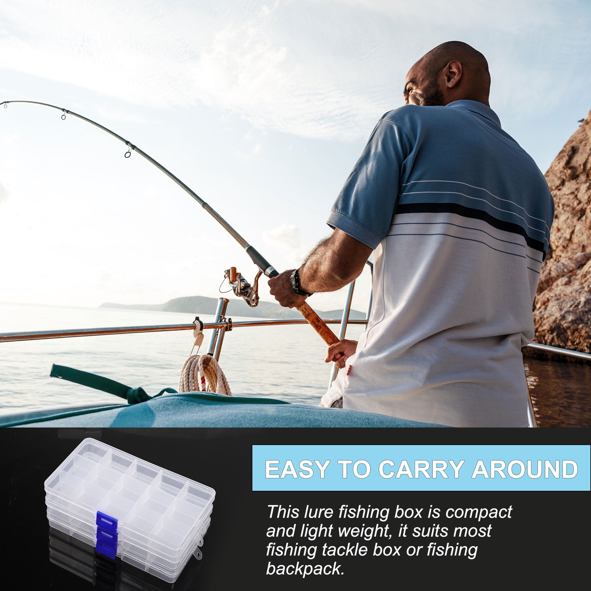 Unique Bargains 3 PCS Plastic Fishing Lure Bait Box Organizer Tackle Trays Case