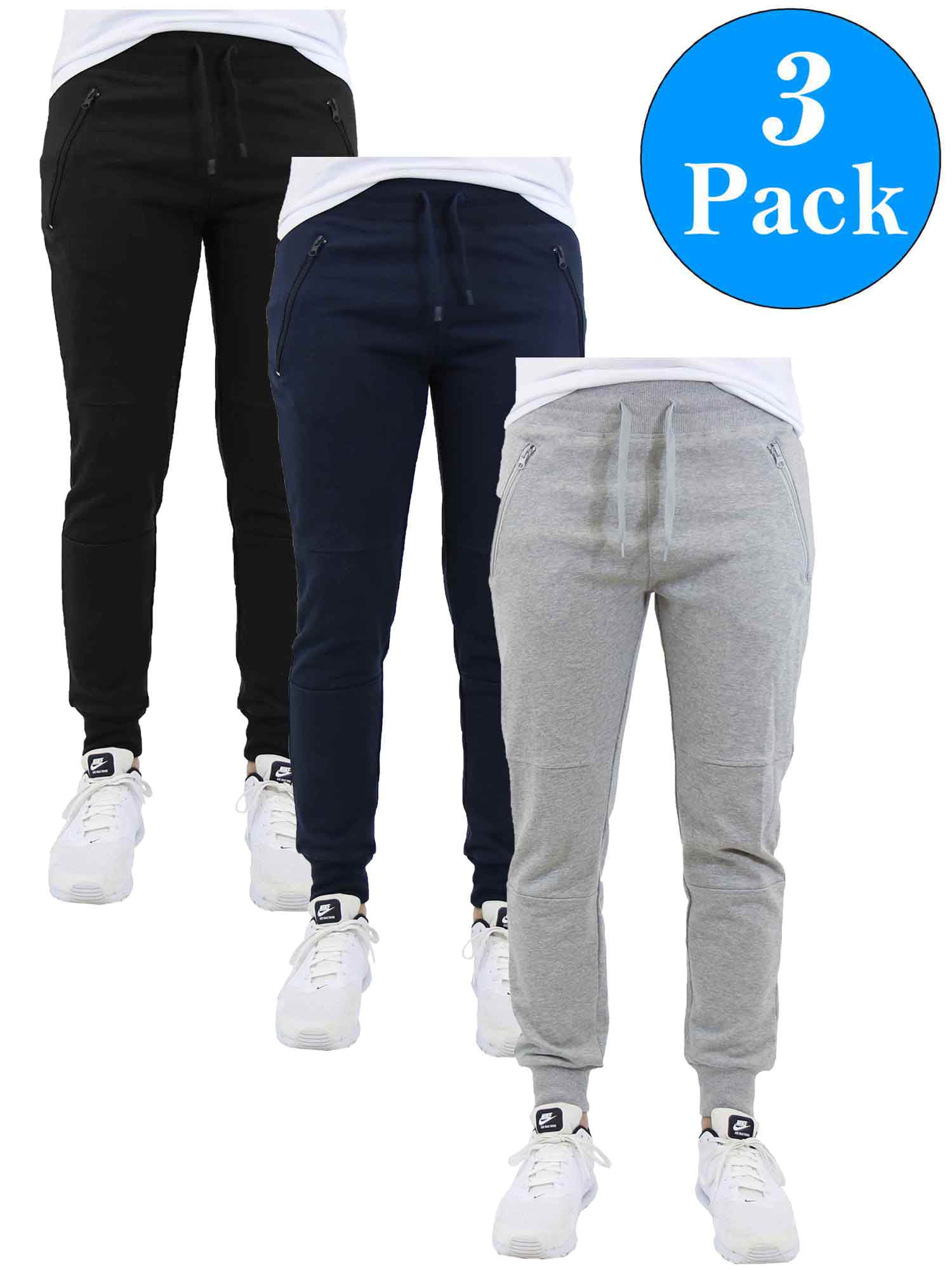 Men's SlimFit Jogger Sweatpants With Zipper Pockets (3Pack)
