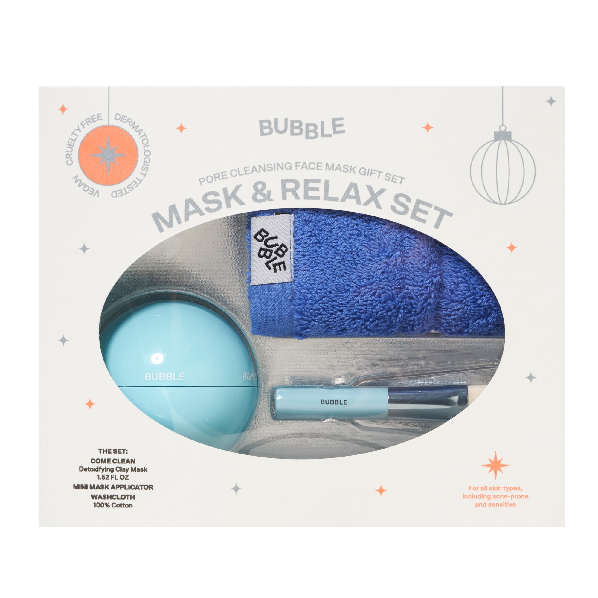 ($31 Value) Bubble Skincare Mask And Relax Holiday Giftset, Pore Cleansing Face Mask, For All Skin Types, 3 Pieces