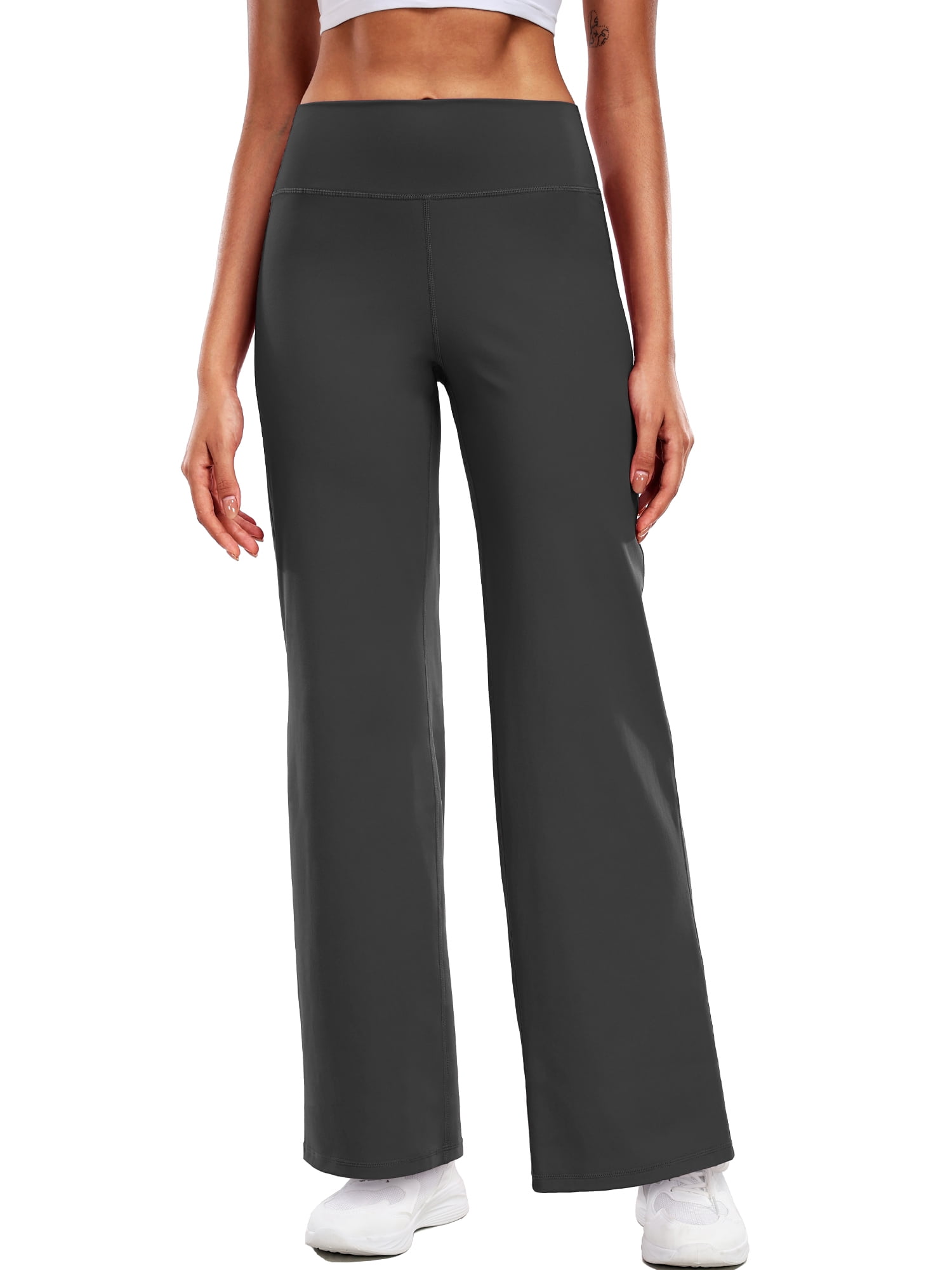 NELEUS ButterSoftFlex Womens Plus Size Wide Leg Pants Athletic Yoga Legging Casual Sweatpants with Waistband Pocket,Gray,US Size 2XL