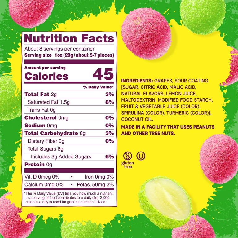 Fruit Riot! Warheads Extreme Sour Candy Grapes, 8oz Frozen Bites, Gluten-Free