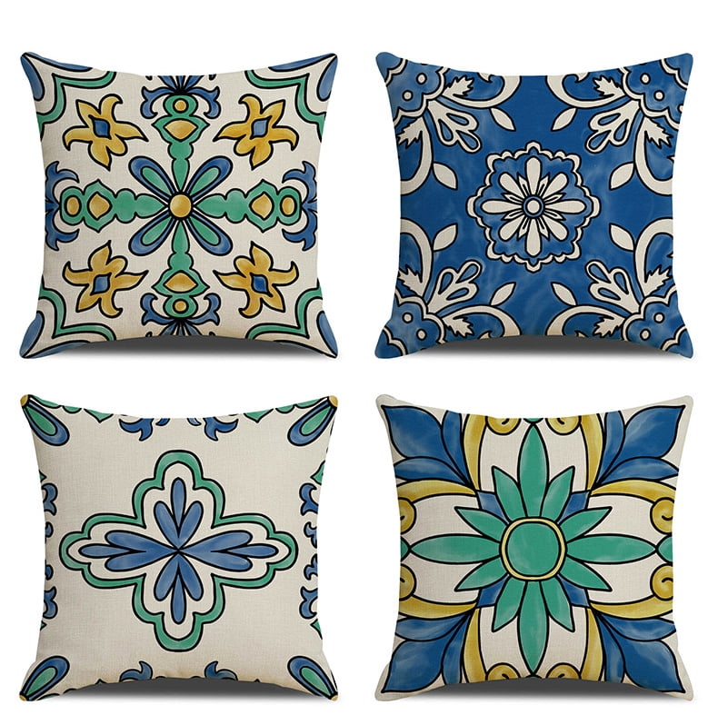 sofa pillow case covers Mexican talavera flowers cushion cover 