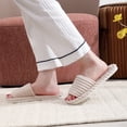 thumbnail image 6 of IEMIEMIEM Comfy Slippers for Women Memory Foam House Bedroom Shoes Cottton Slide Slipper Shoes Open Toe Slip On Sole Slippers Soft Trendy Gift Beige 10.5-11 Wide, 6 of 7