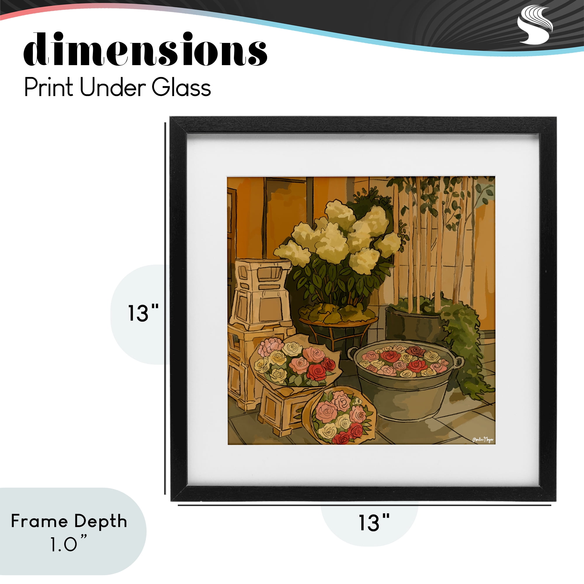 Stupell Industries London Town Flowers Black Framed Print Under Glass, design by Amelia Noyes