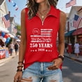 thumbnail image 2 of Trendfront Womens Patriotic Quarter Zip Tops Sleeveless Collared We The People Graphic American Flag 4th Of July 250th Anniversary Golf Shirt, 2 of 4