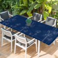 thumbnail image 2 of Navy Blue Flowers Table Cloths for 8 Foot Rectangle Tables, Rustic Abstract Floral Simple Art Patio Waterproof Elastic Fitted Tablecloths, Washable Rectangular Table Cover for Camping, 2 of 8
