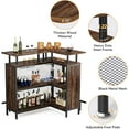 thumbnail image 5 of Tribesigns L-Shaped Liquor Bar Table, Home Bar Unit with Stemware Racks and 2-Tier Shelves, Brown, 5 of 7