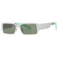 thumbnail image 1 of Gafas de sol rectangulares de estilo retro, gafas de sol cuadradas, montura ancha, unisex Silver_Green, 1 of 9