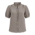 thumbnail image 3 of StSilkitty Womens Plaid Shirts Short Sleeve V Neck Pleated Blouses Summer Lightweight Soft Dressy Casual Tops, 3 of 7