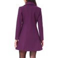 thumbnail image 3 of INSPIRE CHIC Women's Elegant Single Breasted Pea Coat Long Sleeve Winter Warm Coats Lapel A-Line Overcoat Work Office Outerwear XS Purple, 3 of 6