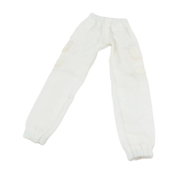 Pantalones para figura de acción a escala 1/12 para cuerpo de figura masculina de 6 pulgadas, ajuste holgado, color sólido, accesorio DIY, disfraz en Blanco