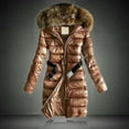 thumbnail image 2 of Winter Womens Warm Coat Hooded Jacket Slim Winter Outwear Coats, 2 of 3