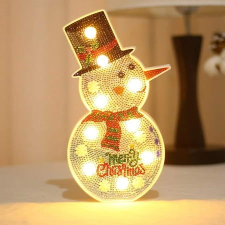 DIY Christmas Tree Diamond Painting Light Box, Snowman Xmas Tree Shining  Rhinestones Lamp Cross Stitch Decoration