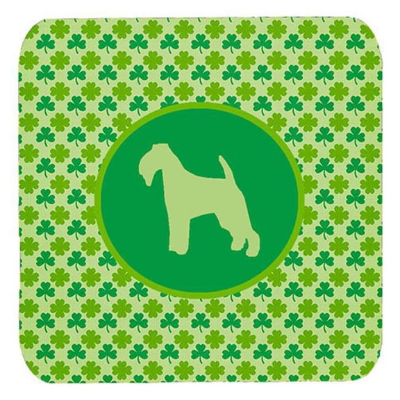 Welsh Terrier Lucky Shamrock Foam Coasters, Set Of 4