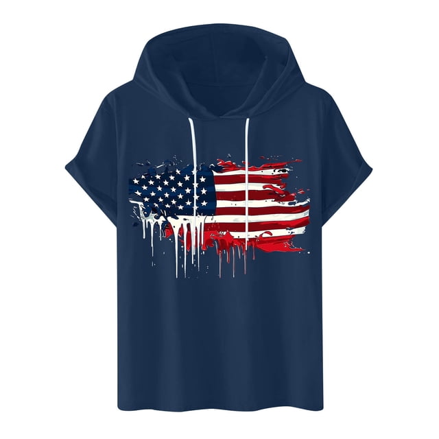 Styesk T-Shirts pour Hommes, Imprimé Décontracté, Mode, à Capuche, Manches Courtes, Sport