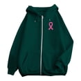 thumbnail image 6 of ZSQDM Women's Hoodies Sweatshirts Streetwear Zip Up Hoodie Breast Cancer Awareness Hoodies for Women Ribbon Graphic Full Zip Up Sweatshirt Oversized Fleece Jackets Clothes Polyester (M), 6 of 7