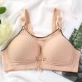 thumbnail image 2 of No Underwire Classic Bra for Women, Full Coverage Scoop Neck Underwear with Adjustable Straps, Light Support for Daily Wear | VerBelle,Beige L, 2 of 9
