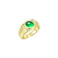 thumbnail image 4 of RYLOS Men's Rings Yellow Gold Plated Silver Cabochone Gemstone & Diamond Designer Emerald Rings For Men Size 12, 4 of 6