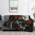 thumbnail image 2 of Goofa Realistic Rose Skull Pattern Fleece Throw Blanket for Couch, Soft Checkered Flannel Blanket for Sofa, Warm Cozy Decorative Blanket Fall Decor Gift-50"x40", 2 of 6