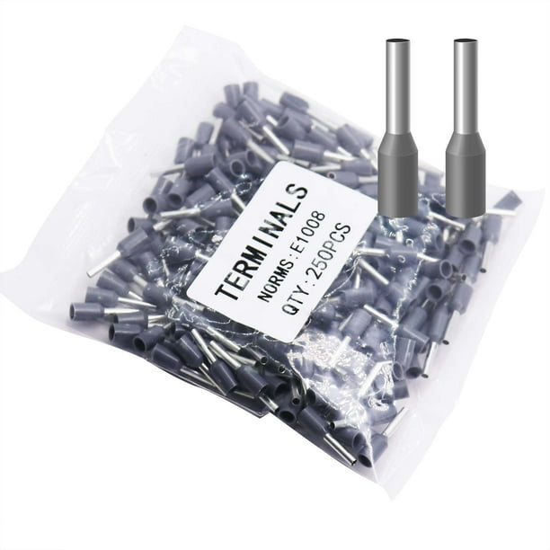 Fidioto AWG18 Terminales de casquillos de alambre 250 piezas AWG18 Conector de terminal Cable aislado Cable Pin Extremos Terminales para sistema de control de energía de la industria química industria