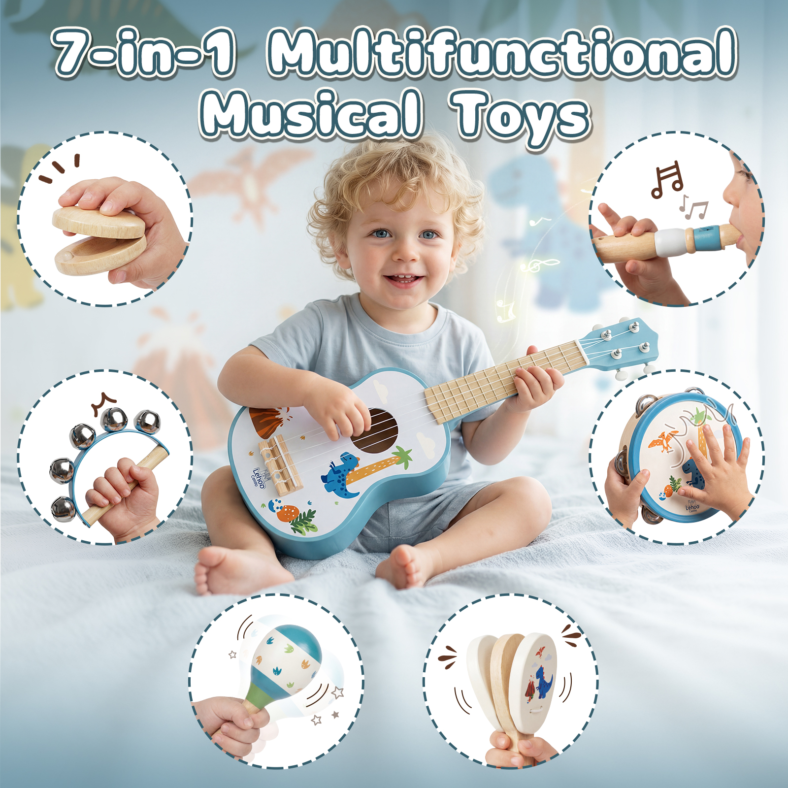 Oroliving 7-Piece Wooden Instrument Set for Kids photo 7