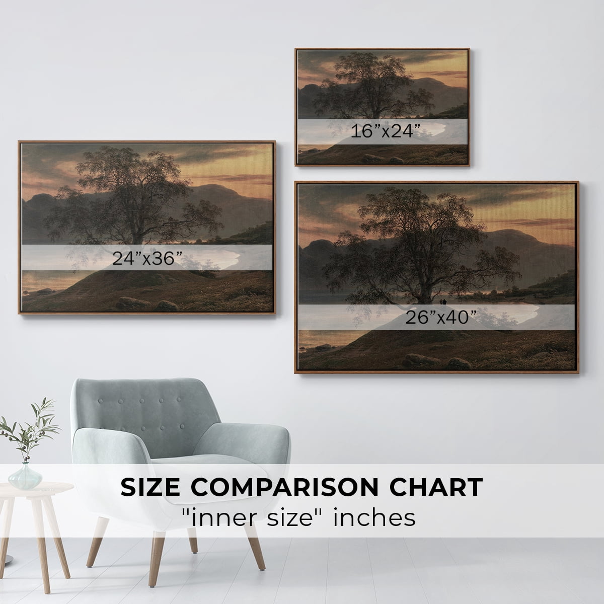 Vintage Landscape-CCCXII By Wexford Home Framed in Walnut Wood Gallery Wrapped Canvas 17 in. x 25 in.