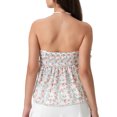 thumbnail image 2 of Gupgi Women Flower Tube Top Strapless Tie Front Smocked Bandeau Tops Off Shoulder Ruffle Vest, 2 of 8