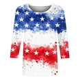 thumbnail image 4 of Vetsdori Womens American Flag Shirts Summer 3/4 Sleeve Plus Size Pullover Red White and Blue,Graphic Independence Day Casual Fourth of July Tops for Ladies Fashion, 4 of 5