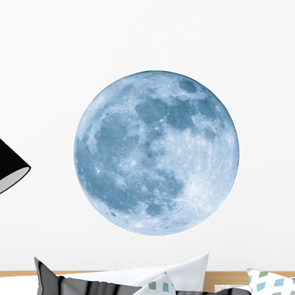 2400mm Blue Full Moon Wall Mural Decal by Wallmonkeys Vinyl Peel and