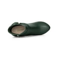 thumbnail image 4 of BLISSFUL STEP Women's Ankle Boots Chunky High Heels Platform Bow Decor Round Toe Boots Dark Green 7, 4 of 7