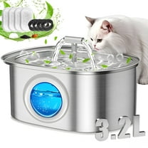 Cat Water Fountain Stainless Steel, YUWENUS 108oz/3.2L Pet Fountain with Water Level Window,Automatic Water Dispenser for Cats and Dogs, Electric Drinking Bowl Suitable for Multiple Pets, Silver