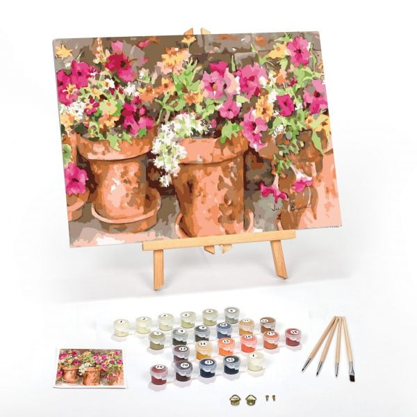 Ninonly 2 Pack Paint by Number for Adults Framed Canvas, DIY Flower Arts  and Crafts Painting by Numbers Kits for Women with Wooden Easel for Home