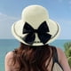thumbnail image 4 of Sombrero de circunferencia de 55-58 cm, sombrero femenino de verano para exteriores, playa, aleros grandes, protector solar, parasol, sombrero de paja con lazo plegable, 4 of 5